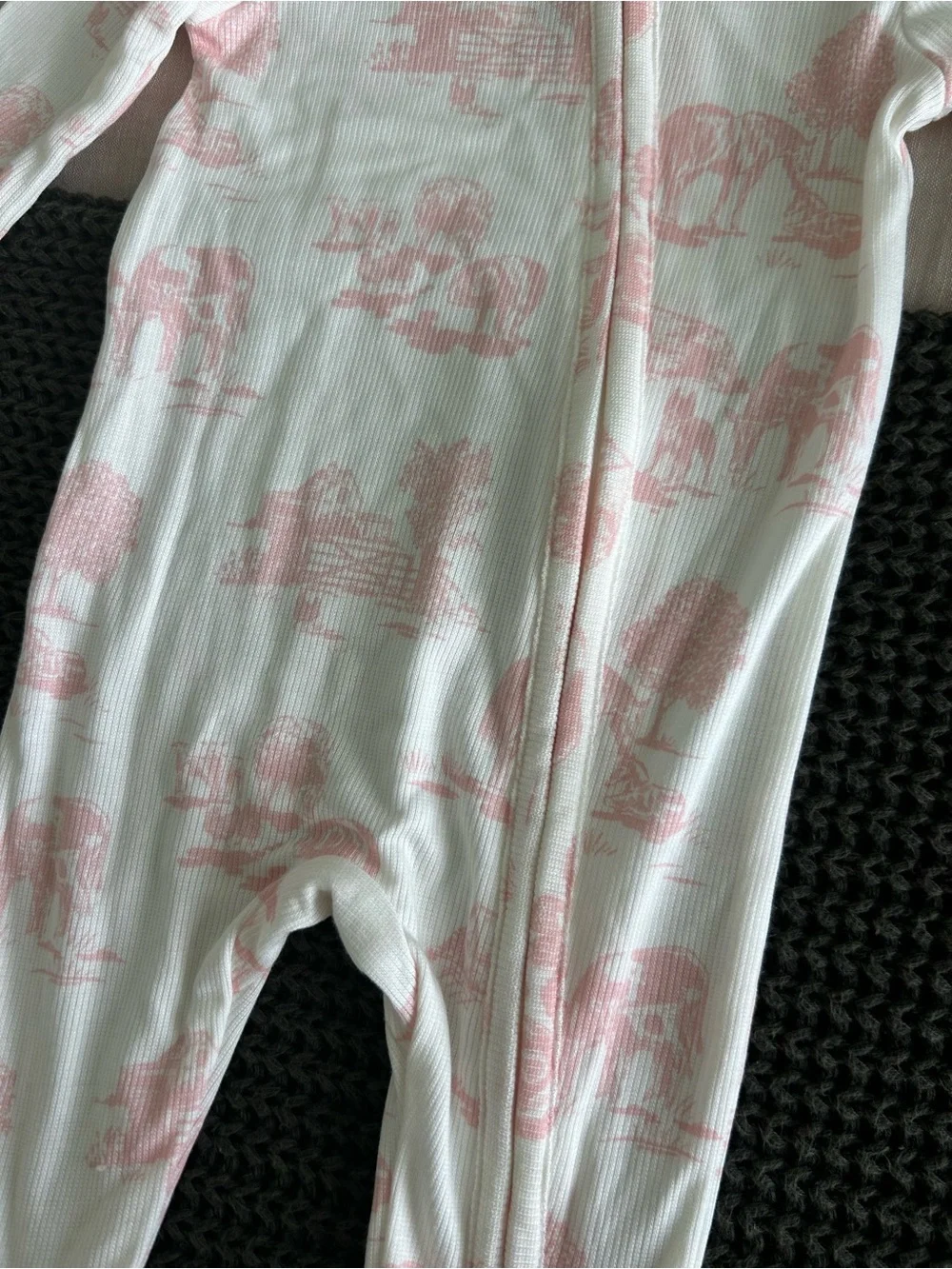 NWT Angel Dear pink farm print ribbed footie pajamas